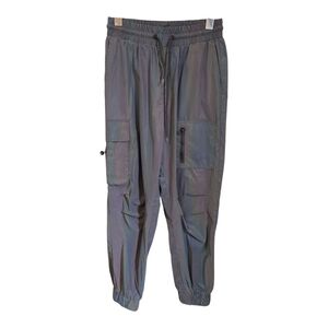 Zara Grey/Holographic Cargo Track Pants with Tapered Fit